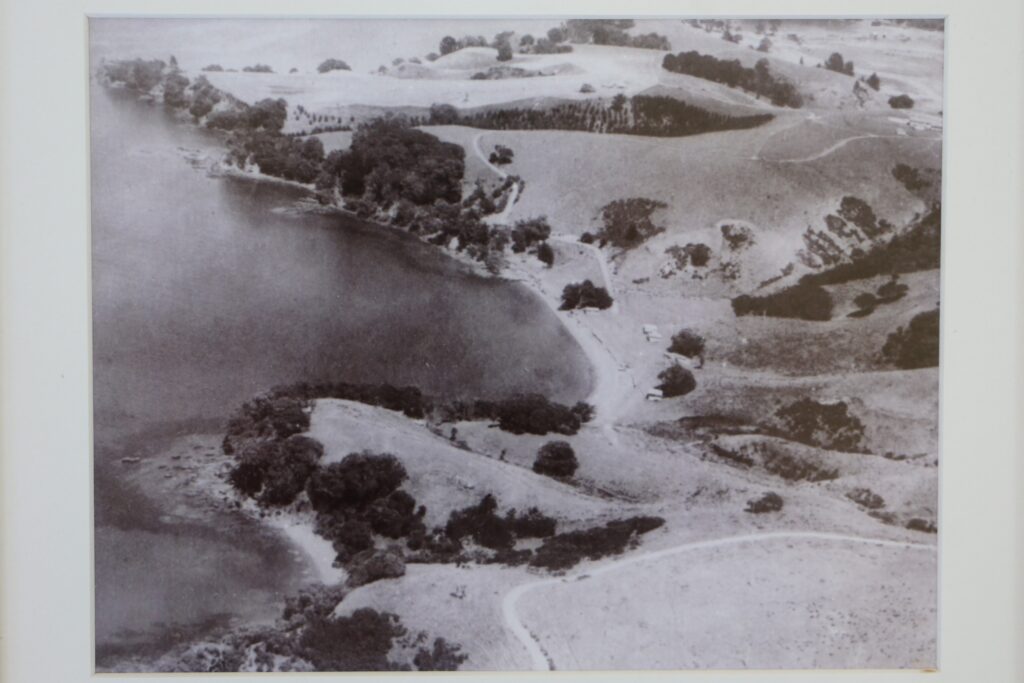 Farmland and bay